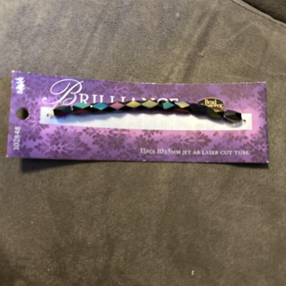 Brilliance By Bead Treasures Jet AB Laser Cut Cubes 11pcs Glass Beads (purple)